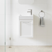 Temple &amp; Webster Dunes 400mm Matte White Wall Hung Single Vanity with Integrated Basin
