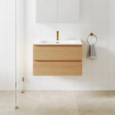 Temple &amp; Webster Havana 800mm Wall Hung Single Vanity with Integrated Basin