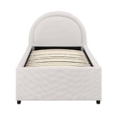 Temple &amp; Webster Archie Chenille Single Bed with Trundle