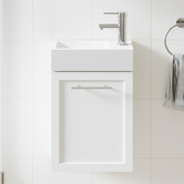 Temple &amp; Webster Dunes 400mm Matte White Wall Hung Single Vanity with Integrated Basin