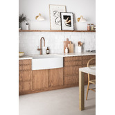 Temple &amp; Webster Clovelly Antique Brass Gooseneck Pull-Out Kitchen Sink Mixer