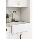 Temple &amp; Webster Clovelly Antique Brass Gooseneck Kitchen Sink Mixer