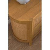 Temple &amp; Webster Alexandra Curved Mango Wood &amp; Rattan Bedside Table