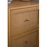 Temple &amp; Webster Alexandra Curved Mango Wood &amp; Rattan Bedside Table