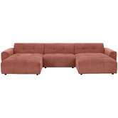 Temple &amp; Webster Quinn 5 Seater Chenille Modular Sofa with Double Chaise