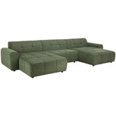 Temple &amp; Webster Quinn 5 Seater Chenille Modular Sofa with Double Chaise