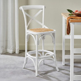 Temple &amp; Webster 65cm Bella Cross Back Solid Birch Wood Bar Stool