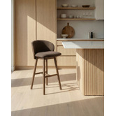 Temple &amp; Webster 65cm Colby Upholstered Bentwood Bar Stool