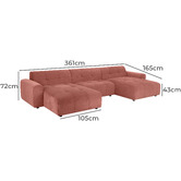 Temple &amp; Webster Quinn 5 Seater Chenille Modular Sofa with Double Chaise