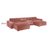 Temple &amp; Webster Quinn 5 Seater Chenille Modular Sofa with Double Chaise