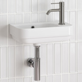Temple &amp; Webster Sabina 450mm Gloss White Ceramic Wall Hung Basin with Overflow