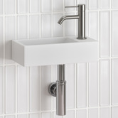 Temple &amp; Webster Sabina 405mm Gloss White Left Bowl Wall Hung Basin