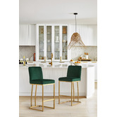 Temple &amp; Webster Green 65cm Ottie Velvet Bar Stool
