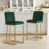 Temple &amp; Webster Green 65cm Ottie Velvet Bar Stool