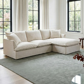 Temple &amp; Webster Cream Softy Premium 3 Seater Slipcover Sofa with Chaise