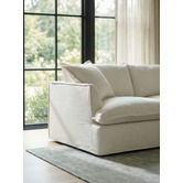 Temple &amp; Webster Cream Softy Premium 3 Seater Slipcover Sofa with Chaise