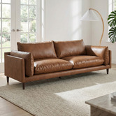 Temple &amp; Webster Terry 3 Seater Premium Genuine Leather Sofa