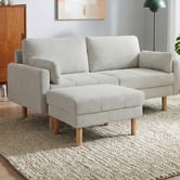 Temple &amp; Webster Oslo 3 Seater Upholstered Sofa &amp; Ottoman Set