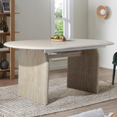Temple &amp; Webster Julius Travertine-Look Extendable Dining Table