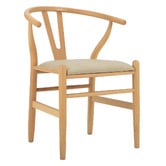 Temple &amp; Webster Hans Wegner Wishbone Replica Solid Beech Wood &amp; Faux Leather Dining Chairs