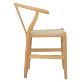 Temple &amp; Webster Hans Wegner Wishbone Replica Solid Beech Wood &amp; Faux Leather Dining Chairs