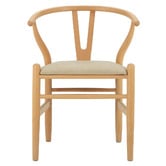 Temple &amp; Webster Hans Wegner Wishbone Replica Solid Beech Wood &amp; Faux Leather Dining Chairs