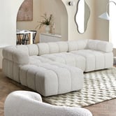 Temple &amp; Webster Levi 4 Seater Boucle Modular Sofa &amp; Ottoman Set