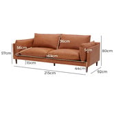 Temple &amp; Webster Terry 3 Seater Premium Genuine Leather Sofa