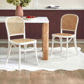 Temple &amp; Webster Luca Beech &amp; Rattan Dining Chairs