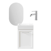 Temple &amp; Webster Dunes 400mm Matte White Vanity Package with Mixer &amp; LED Mirror