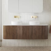 Temple &amp; Webster Nomad 1500mm Walnut Wall Hung Double Vanity