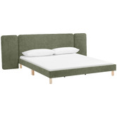 Temple &amp; Webster Croft Winged Chenille Bed Frame