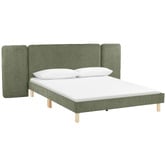 Temple &amp; Webster Croft Winged Chenille Bed Frame