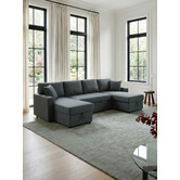 Temple &amp; Webster Darcy 4 Seater Storage Sofa Bed with Double Chaise