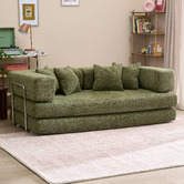Temple &amp; Webster Jemima 3 Seater Queen Boucle Sofa Bed