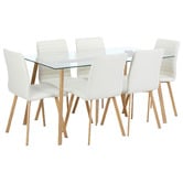 Temple &amp; Webster 6 Seater Hayden Glass Dining Table &amp; Chair Set