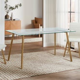 Temple &amp; Webster 6 Seater Hayden Glass Dining Table &amp; Chair Set