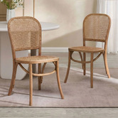 Temple &amp; Webster Luca Solid Beech Wood &amp; Rattan Dining Chairs