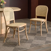 Temple &amp; Webster Luca Solid Beech Wood &amp; Rattan Dining Chairs