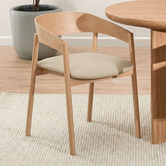 Temple &amp; Webster Mattia Curved Back Solid Beech Wood Dining Chair