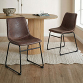 Temple &amp; Webster Phoenix Vintage-Style Faux Leather Dining Chairs