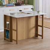 Temple &amp; Webster Ambrose Extendable Kitchen Island Bench with Storage