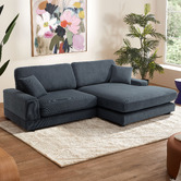 Temple &amp; Webster Casper 4 Seater Corduroy Sofa with Reversible Chaise