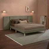 Temple &amp; Webster Croft Winged Chenille Bed Frame