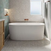 Temple &amp; Webster Avalon 1500mm Acrylic Fluted Freestanding Bath with Overflow