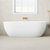Temple &amp; Webster Avalon Egg Acrylic Freestanding Bath with Overflow