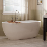 Temple &amp; Webster Avalon Egg Acrylic Freestanding Bath with Overflow