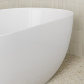 Temple &amp; Webster Avalon Egg Acrylic Freestanding Bath with Overflow
