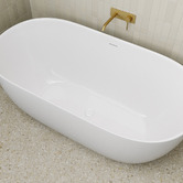Temple &amp; Webster Avalon Egg Acrylic Freestanding Bath with Overflow