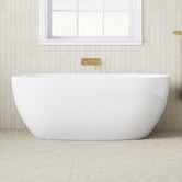 Temple &amp; Webster Avalon Egg Acrylic Freestanding Bath with Overflow